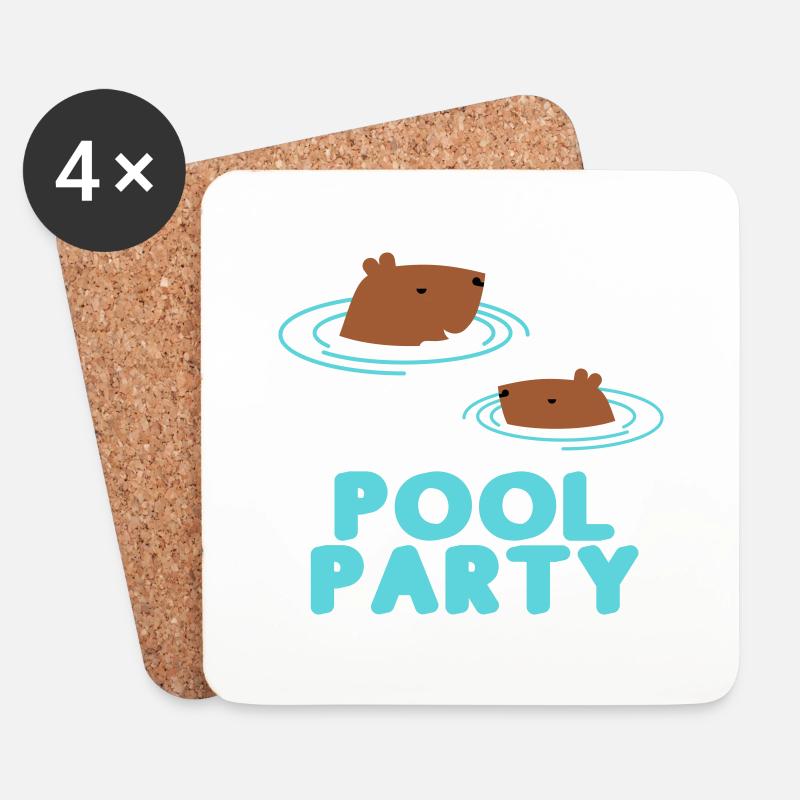 Capybara Pool Party - Untersetzer (4er-Set) - Weiß