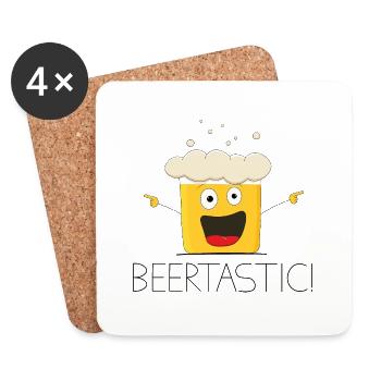 BEERTASTIC! Bierglas - Untersetzer (4er-Set) - Weiß - Vorne
