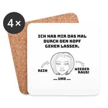 witziges Nicht-Nachdenken-Design / lustige Sprüche - Untersetzer (4er-Set) - Weiß - Vorne
