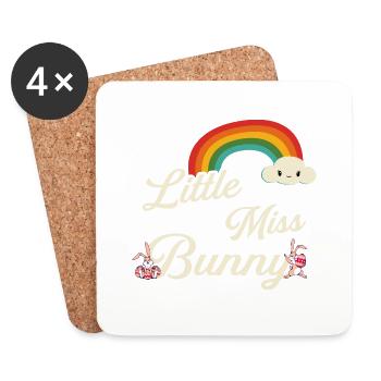 Little Miss Bunnies pour filles et femmes Pâques - Dessous de verre (lot de 4) - blanc - Devant