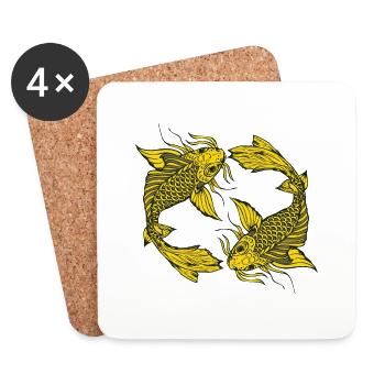 poisson koi carpe japonais dessin 14034 A - Dessous de verre (lot de 4) - blanc - Devant
