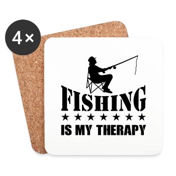 fishing is my therapy - Coasters (set of 4) - white - Front