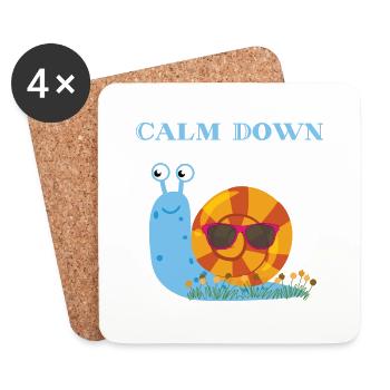 Calm Down Snail T-shirt Hoodie Design Chill - Untersetzer (4er-Set) - Weiß - Vorne