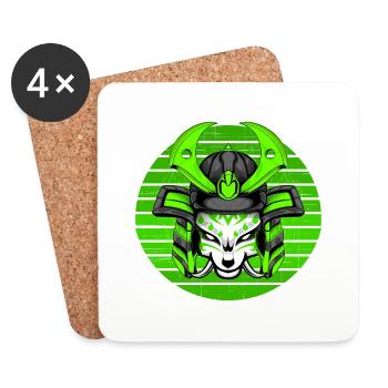 Kitsun Vaporwave Japanese Kami Vaporwave Kitsune - Coasters (set of 4) - white - Front