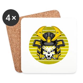 Kitsun Vaporwave Japanese Kami Vaporwave Kitsune - Coasters (set of 4) - white - Front
