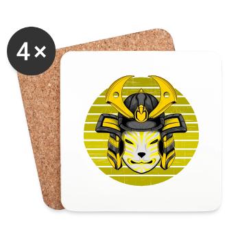 Kitsun Vaporwave Japanese Kami Vaporwave Kitsune - Coasters (set of 4) - white - Front