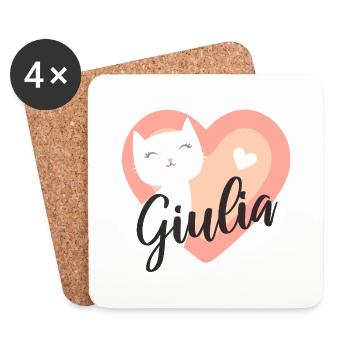 Giulia Surname First Name Kitten - Coasters (set of 4) - white - Front