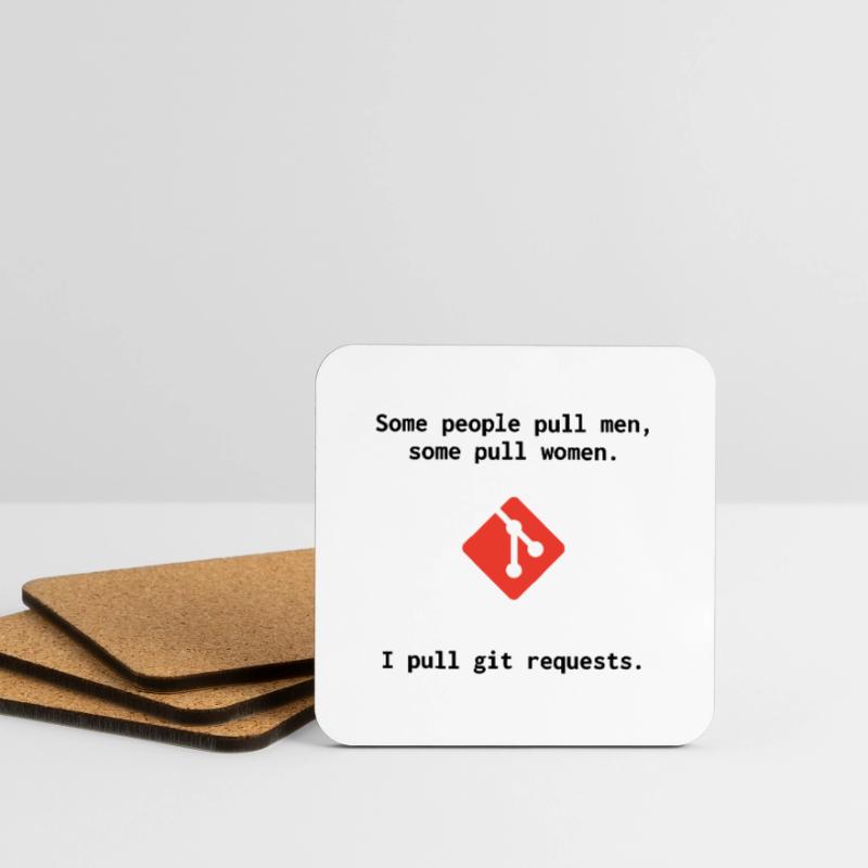 Git Witz - Pull Requests Untersetzer (4er-Set)