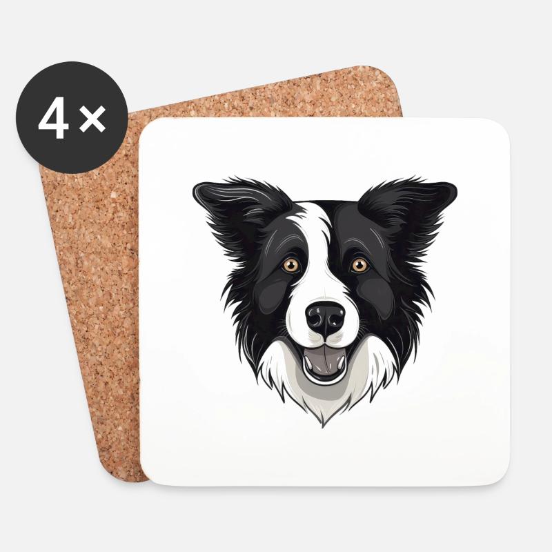 Border Collie - Untersetzer (4er-Set) - Weiß