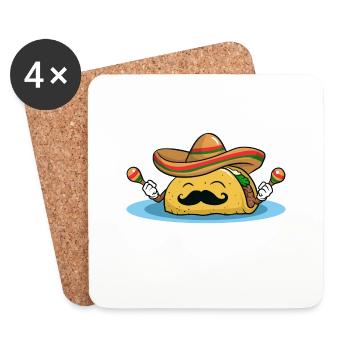 Taco Tortilla Corn Mexico Food I Gift - Coasters (set of 4) - white - Front