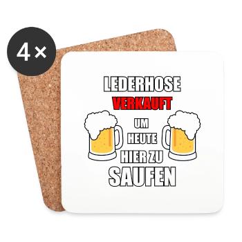 Lederhose verkauft um heute hier zu saufen - Untersetzer (4er-Set) - Weiß - Vorne