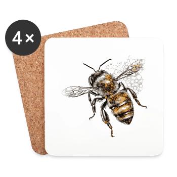 Bees are peaceful flying insects - Coasters (set of 4) - white - Front