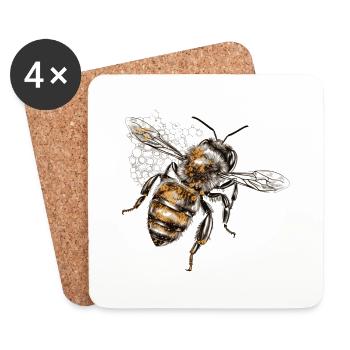 L’abeille approche de la prochaine fleur - Dessous de verre (lot de 4) - blanc - Devant