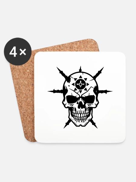 Schädel Punk Kunst - Untersetzer (4er-Set) - Weiß