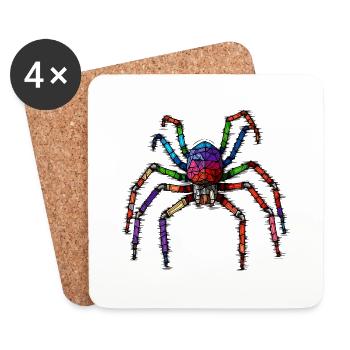 Une araignée comme des arthropodes aux couleurs vives - Dessous de verre (lot de 4) - blanc - Devant