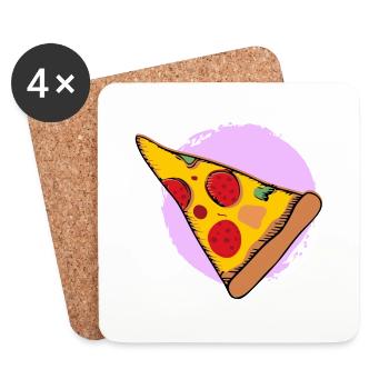 Pizza Pizzastück - Untersetzer (4er-Set) - Weiß - Vorne
