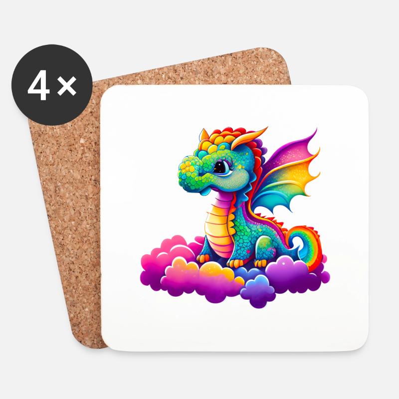Süßer kleiner Drache - Untersetzer (4er-Set) - Weiß
