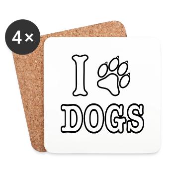 J’aime les chiens - Dessous de verre (lot de 4) - blanc - Devant