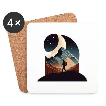 Alpinistes la nuit - Dessous de verre (lot de 4) - blanc - Devant