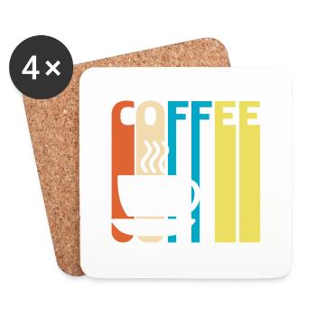Café | tasse à café, café au lait, expresso, cappuccino - Dessous de verre (lot de 4) - blanc - Devant