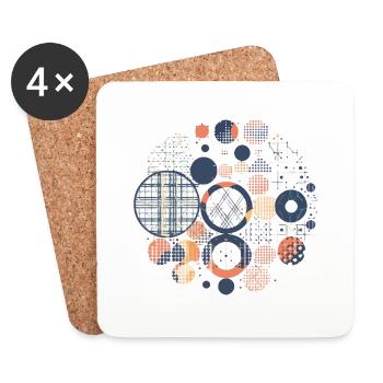 Geometrisches Vintage-Muster - Untersetzer (4er-Set) - Weiß - Vorne
