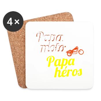 papa moto papa héros - Dessous de verre (lot de 4) - blanc - Devant