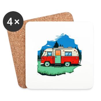 vintage camper car - Untersetzer (4er-Set) - Weiß - Vorne