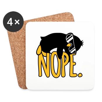Nope. Penguin Quote Funny Lazy Sunglasses Cool - Coasters (set of 4) - white - Front