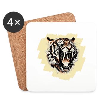 Cooles Tiger Motiv auf Hintergrund - Untersetzer (4er-Set) - Weiß - Vorne