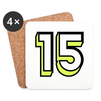 15. 15 ANS. 15e ANNIVERSAIRE. ANNIVERSAIRE 15 ANS. - Dessous de verre (lot de 4) - blanc - Devant