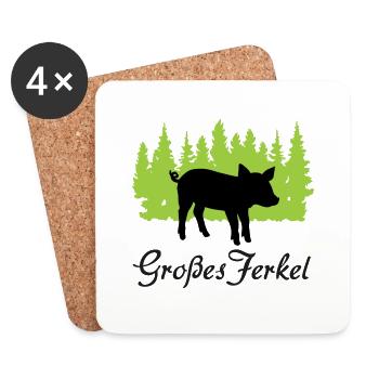 "Großes Ferkel: Frecher Charme" - Untersetzer (4er-Set) - Weiß - Vorne
