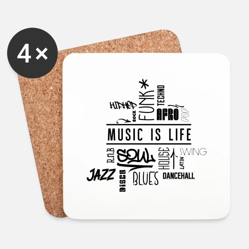 Music is life - Untersetzer (4er-Set) - Weiß
