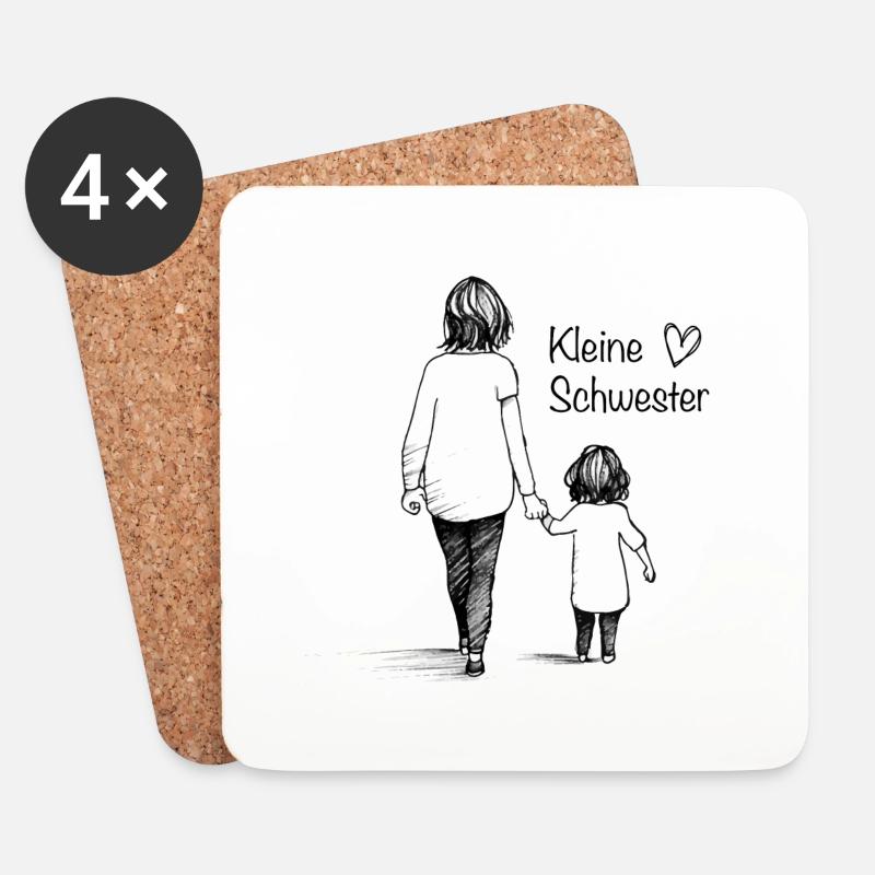 Kleine Schwester - Untersetzer (4er-Set) - Weiß