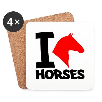 J’aime les chevaux 2 2 - Dessous de verre (lot de 4) - blanc - Devant
