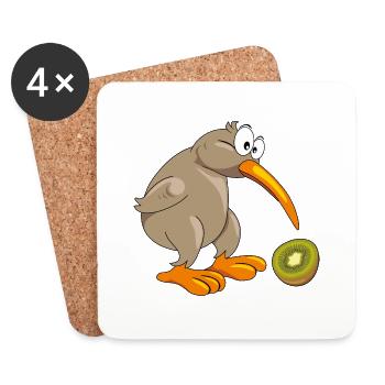 Funny kiwi bird - Coasters (set of 4) - white - Front
