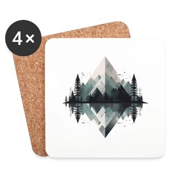 Minimalistische Berge - Untersetzer (4er-Set) - Weiß - Vorne
