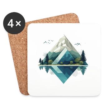Minimalistische Berge - Untersetzer (4er-Set) - Weiß - Vorne
