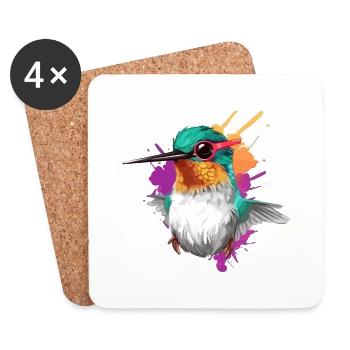 Piti le colibri - Dessous de verre (lot de 4) - blanc - Devant