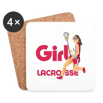 Cette fille aime la crosse Joueuse de crosse Femme - Dessous de verre (lot de 4) - blanc - Devant