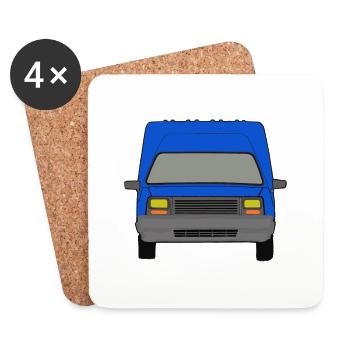 Blauer Französischer Kastenwagen Express - Untersetzer (4er-Set) - Weiß - Vorne