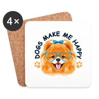 Dogs make me happy - Coasters (set of 4) - white - Front