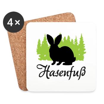 "Hasenfuß: Charmant schüchtern" - Untersetzer (4er-Set) - Weiß - Vorne