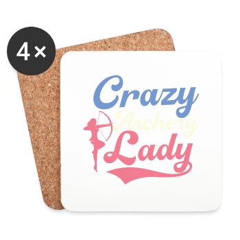 Crazy Archery Lady Archer Target Bow & Arrows - Coasters (set of 4) - white - Front