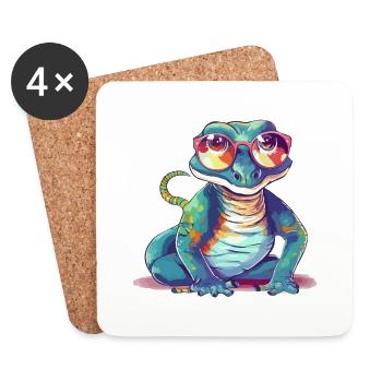 Ik the spectacled lizard - Coasters (set of 4) - white - Front