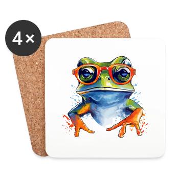 Gret der Frosch - Untersetzer (4er-Set) - Weiß - Vorne