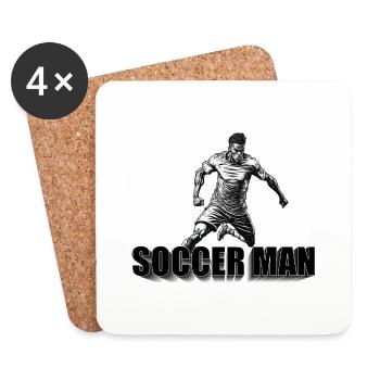 Soccer Man - Dynamic soccer player in action - Coasters (set of 4) - white - Front