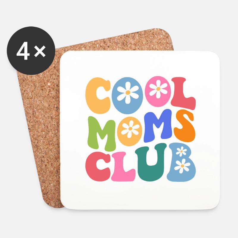 Cool Moms Club with Daisy Flower - Untersetzer (4er-Set) - Weiß