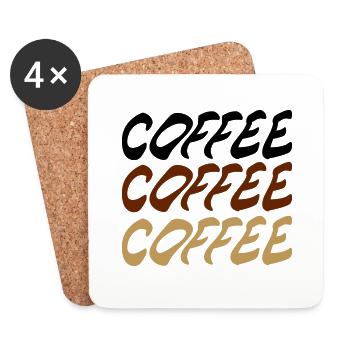Kaffee Schriftzug - Untersetzer (4er-Set) - Weiß - Vorne
