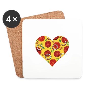 J’adore la pizza - Dessous de verre (lot de 4) - blanc - Devant