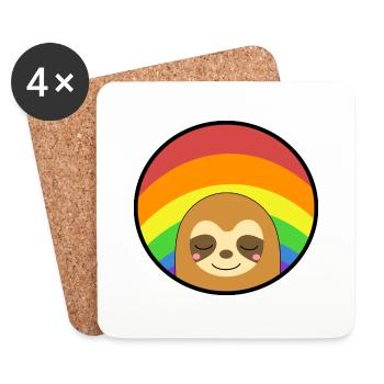 Regenbogenfahne Faultier schläft - Untersetzer (4er-Set) - Weiß - Vorne